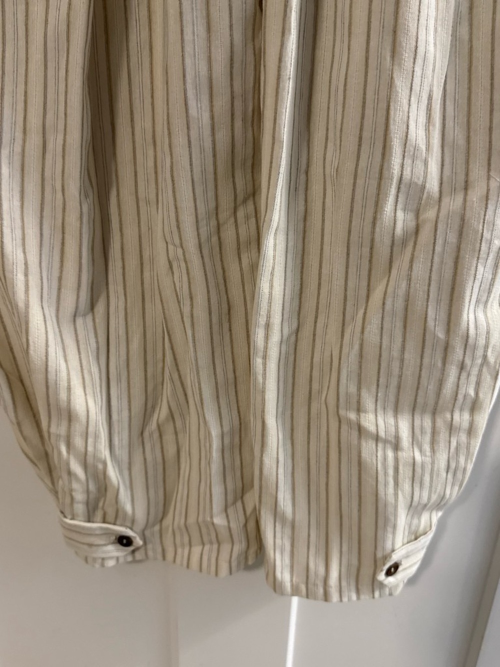 Zara Striped Wrap Barrel Linen Jumpsuit in Cream and Beige - Picture 4 of 8